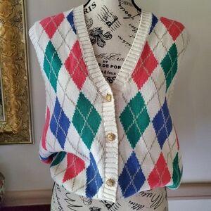 Vintage Izod Preppy Argyle Sweater Vest